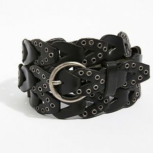 Free People Leather Linked SilverTone Trim 1" Belt